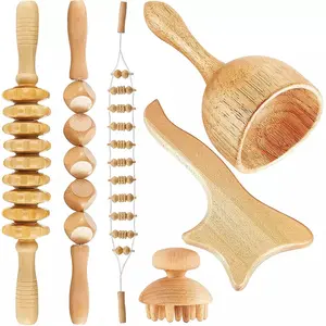 Custom Logo Hot Selling OEM Wooden Body Scalp Massage Tools Wood Massager Kit
