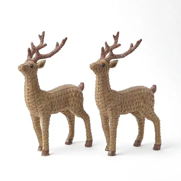 Resin rattan deer for Christmas holidays Polyresin elk home decoration