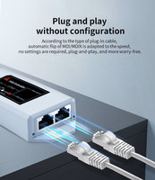 Extensor PoE de Plástico 10/100Mbps DC48V 30W RJ45 IEEE802.3af/at, Repetidor PoE 1 Salida 2 Entradas para Monitor, Cámara, Sistema CCTV