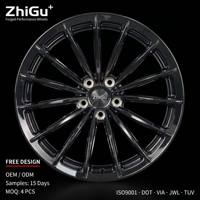 Jantes forgées personnalisées noir piano 6061-T6 20 à rayons fins, moyeu moleté, jante concave profonde 18-22 certifiées DOT JWL TUV