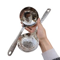 DINGYONG OEM/ODM Cuillère à soupe grande et durable en acier inoxydable 304, design vintage de luxe, finition poli miroir, cuillère rétro pour fondue