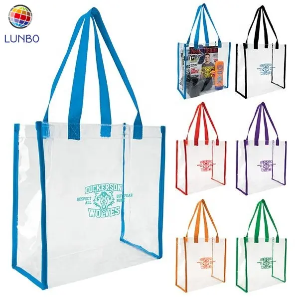 custom clear pvc bag Waterproof PVC shopping bag beach tote transparent pvc bag