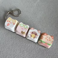 Porte-clés jouet clavier mécanique anti-stress à 4 touches, motif chat mignon, sublimation, anti-stress, multi-catégories