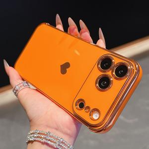 Funda Protectora para Teléfono con Diseño <span class=keywords><strong>de</strong></span> Corazón, Chapado en Oro, TPU Suave, para <span class=keywords><strong>iPhone</strong></span> 17 Pro Max, 16, 15, 14, 13 Pro Max, 14, 16 Plus, 17 Air, Antigolpes - Product Image 1