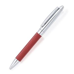 High Quality Custom Logo Metal Business Ballpoint <b>Pen</b> Laser Engraved Silk Printed Twisted Leather Design for Writing - Product Image 4