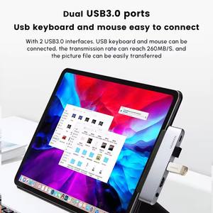 Hub USB-C UGREEN CM424 5 en 1, <span class=keywords><strong>adaptateur</strong></span> 2 USB 3.0, prise casque 3,5 mm, station d'accueil avec charge PD, <span class=keywords><strong>HDMI</strong></span> 4K, PD 100W pour iPad Pro - Product Image 3