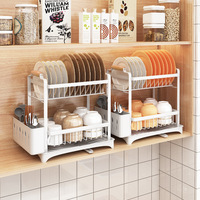Égouttoir à vaisselle métallique détachable à 2 niveaux, peu encombrant, avec porte-couverts, étagère de rangement pour comptoir de cuisine pour vaisselle
