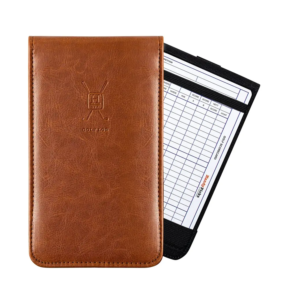 Custom Quality Leather Portable Lightweight Golf Score Card Holder Yardage Book Cover Golf Scorecard Holder