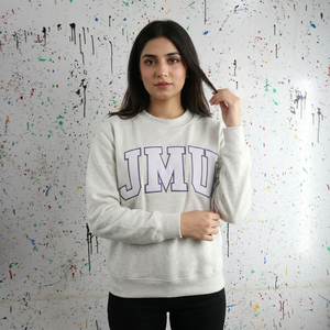 Jmu เสื้อกันหนาวมีฮู้ดสีเทาขี้เถ้า100% ผ้าฝ้ายปักลายครึ่งซิปหน้าหนาว - Product Image 1