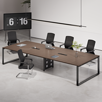 Table de conférence de bureau, table longue, style minimaliste moderne, ensemble de chaises pour salle de réunion, compacte, personnalisable, en mélamine, pour 12 personnes
