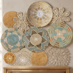Conjunto de Arte Mural de Mimbre Tejido Estilo Bohemio, Esculturas Redondas Geométricas Abstractas, Decoración Natural para el Hogar - Product Image 2