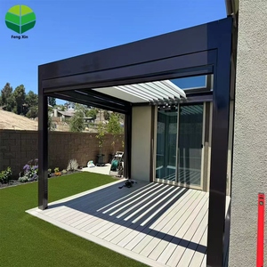 Luxury Black Aluminum Retractable Louvered <strong>Pergola</strong> Gazebo Pavilion For Outdoor Courtyard, UV Resistant Custom Sunshade Canopy - Product Image 2