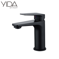 YIDA Robinet d'évier carré noir monté sur le pont, mitigeur d'eau chaude et froide, mitigeur de salle de bain