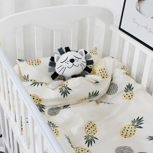 jaune ananas imprimé 100% coton bio bébé literie ensemble de couverture pépinière Couvre Lit bébé pour lit de bébé - Product Image 4