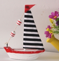 Modèle de bateau à voile en bois de 15 cm, décoration de bureau, thème marin méditerranéen, sculpture artisanale, décoration de gâteau