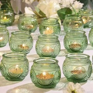 <span class=keywords><strong>Bougeoir</strong></span> rond en <span class=keywords><strong>verre</strong></span> coloré tournesol en relief pour la décoration de la maison-pour les fêtes d'anniversaire de Noël <span class=keywords><strong>bougeoir</strong></span> ouragan - Product Image 1