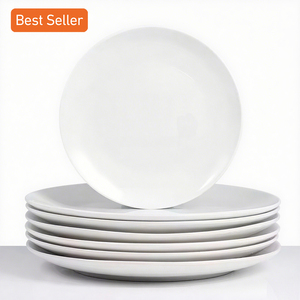 Juego de <span class=keywords><strong>Platos</strong></span> Llanos de <span class=keywords><strong>Porcelana</strong></span> y Cerámica Redondos de 10.5 Pulgadas en Blanco Puro para Restaurante y Hotel, a Precio Barato por Mayor - Product Image 1