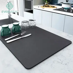 Usine grand tapis absorbant de cuisine tapis d'égouttage de plat de café tapis de séchage tapis de vidange de salle de bain à séchage rapide napperon de robinet de cuisine