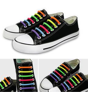 Lacets de chaussures élastiques en silicone, colorés et épaissis, demi-ronds 8+8, sans nœud, pour baskets, tendance, en promotion - Product Image 3