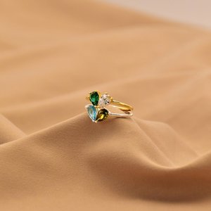 Beliebte 925 Sterling Silber Herz niedlich <span class=keywords><strong>Multi</strong></span> Farbe Großhandel Frauen Mädchen benutzer definierte Diamantringe