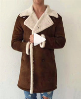 Manteau Long et chaud en daim Composite pour hommes, polaire unie, pour loisirs, Trench, vêtements d'extérieur, Long, couleur