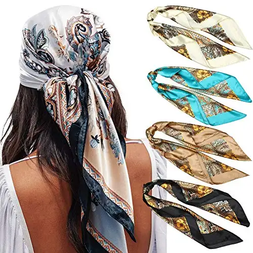 100% foulard carré en soie pure 27 "x 27" femmes hommes foulard avec foulard emballé cadeau