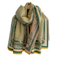 Vente d'usine Écharpe en jacquard floral double face en polyester doux et chaud pour femmes, chaîne à lettres, châle de climatisation épais
