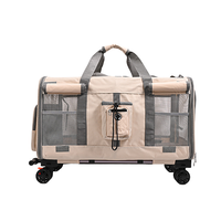 Sac de transport pour animaux de compagnie de luxe à grande capacité, à deux compartiments, en tissu Oxford, double couche, pliable, avec roulettes, détachable, portable, pour l'extérieur