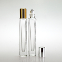 10 ML Carré Forme Ronde Fond Épais Transparent 10 ml 15ml Rouleau sur Bouteille En Verre avec Rouleau En Métal pour Parfum D'huile Essentielle