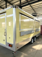 Remorque de vente alimentaire carrée orange en acier inoxydable, résistante à la rouille, prête à rouler, unité de restauration mobile pour la restauration rapide et les événements en plein air