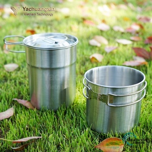 Ensemble de casseroles pliantes en acier inoxydable, rondes, portables, pour le camping, vaisselle au design minimaliste, passe au lave-vaisselle - Product Image 2