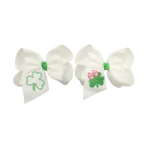 Lazos de pelo de San Patricio Pinza de pelo bordada personalizable para niñas - Product Image 1