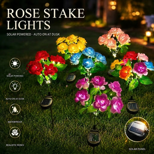 Lampes solaires à piquet en forme <span class=keywords><strong>de</strong></span> rose, étanches, LED, décoratives pour l'aménagement paysager, les allées, le jardin, <span class=keywords><strong>la</strong></span> cour, <span class=keywords><strong>la</strong></span> pelouse, les décorations <span class=keywords><strong>de</strong></span> mariage - Product Image 1