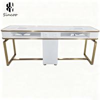 Table de manucure moderne en verre Sincoo, directement de l'usine, pour salon, écologique, durable, avec collecteur de poussière, simple ou double poste, garantie 3 ans