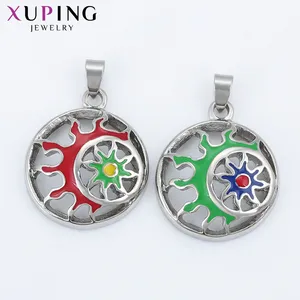35096 xuping jewelry fashion pop cool neutral gift round fire sun red green yellow blue stainless steel 24K gold plated pendant