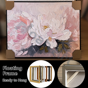 Grande Arte Murale Moderna, Dipinto a Olio Astratto di Fiori di Ciliegio su Tela, Stile Impressionista, Arte Floreale Rosa con Texture - Product Image 4