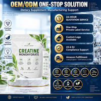 Sachets de créatine monohydrate micronisée à marque privée, sans saveur, 5g par portion, végétalien, sans OGM, supplément d'entraînement OEM ODM