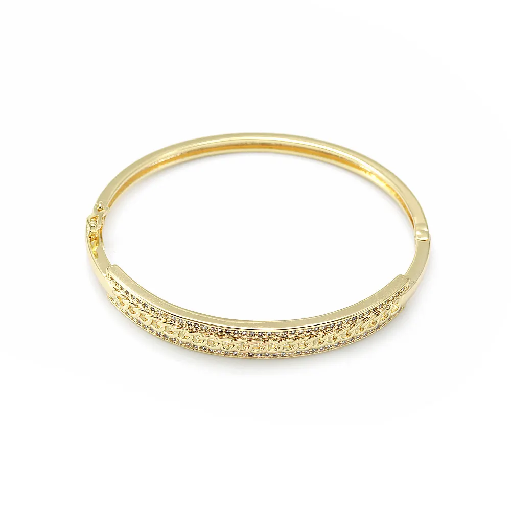 IVIAPRO Jewelry New Arrival Brass with 18K Gold Plated Cubic Zircon Bangles for women