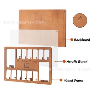 Wooden School Year Photo <b>Frame</b> 1206 Rectangular Natural Wood Brown Durable For Preschool Kindergarten Growth Commemorative Album - Product Image 3