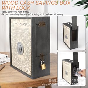 Wooden Money Challenge <b>Box</b> 10000 Savings <b>Safe</b> With <b>Lock</b> Reusable Coin Cash Storage For Saving Goals - Product Image 2
