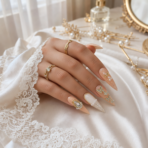 Charmes pour ongles en forme de papillon avec strass dorés et perles, bijoux 3D pour nail art, accessoires de manucure en acrylique - Product Image 5