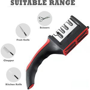 Manual Suction Base Knife <b>Sharpener</b> 4 Stages Durable Tungsten Steel & Ceramic Stone Eco-Friendly Kitchen Polishing <b>Tool</b> - Product Image 4