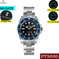 Montre Cronos Sub Diver pour homme sans date, bracelet brossé, lunette en céramique, résistante à l'eau jusqu'à 200 mètres