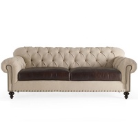 Chinesischer Lieferant Chesterfield Polster-Sofa aus Kunstleder für Wohnzimmer, 3-Sitzer Ledersofa