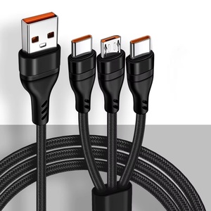 3 trong 1 1.2m 120W có thể thu vào <span class=keywords><strong>USB</strong></span> để Loại C Micro <span class=keywords><strong>8Pin</strong></span> IOS ngân hàng điện sạc cáp sạc nhanh Nylon Áo khoác cáp điện thoại - Product Image 1