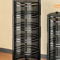 Étagère de rangement rotative à 3 niveaux, robuste, en métal, organisateur pivotant à 360 degrés, multifonctionnel, pour cuisine, garde-manger, gain de place, sur pied
