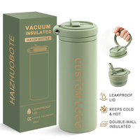 Bouteille isotherme en acier inoxydable à double paroi avec logo personnalisé, revêtement en poudre métallique, 18 oz