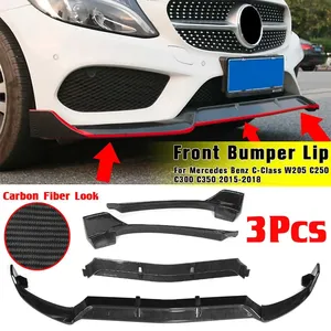 สปอยเลอร์กันชนหน้ารถยนต์ W205 ชุดแต่งลิ้นกันชนหน้า สำหรับ Mercedes Benz C-Class W205 C250 C300 C350 ปี 2015-2018 พร้อมดิฟฟิวเซอร์กันชน - Product Image 1