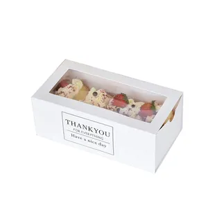 Blanco de impresión personalizado pastel de venta al por mayor de alimentos caja de regalo de papel con ventana