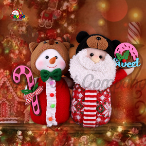 عنصر عيد الميلاد من Zaves 9 "صغير أحمر أخضر سانتا رجل ثلج مع دب أسود وقبعة قرن الوعل قبعة للطفل مستلزمات الشتاء والديكور المنزلي - Product Image 5